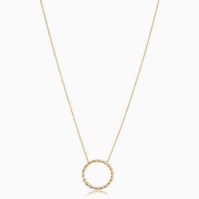 14K Gold Plated 925 Sterling Silver Twist Pendant Necklace with 16 Inch Length Link Chain