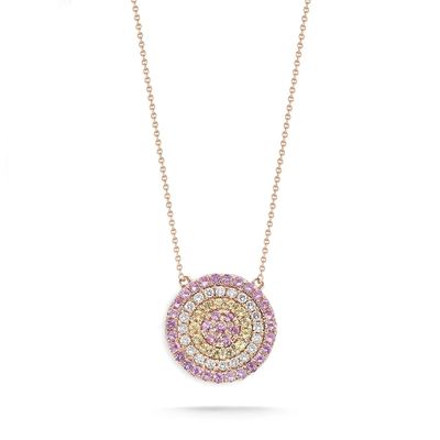 Blue and White CZ Necklace Circle Shaped 925 Sterling Silver for Girls' Stunning Look