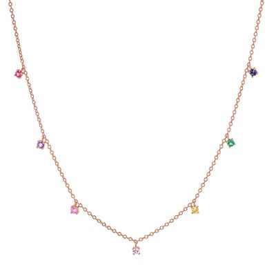 925 Silver Children's Necklace featuring Playful Rainbow Gemstone Zircon for Sparkle