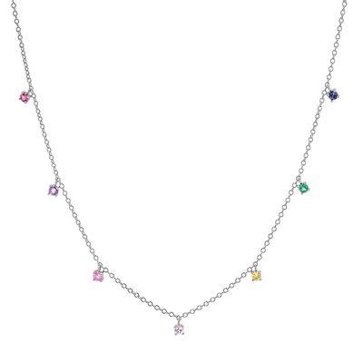925 Silver Children's Necklace featuring Playful Rainbow Gemstone Zircon for Sparkle