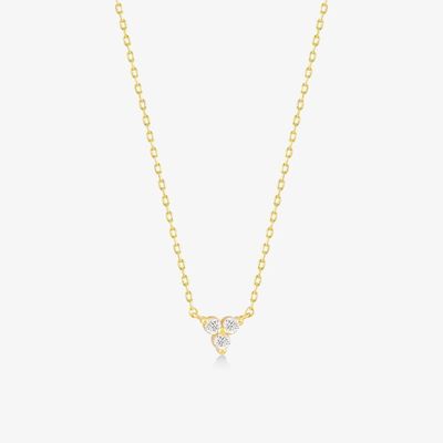 18K Gold Zircon Pendant Silver Chain Trio Diamond Cubic Zircon Necklace