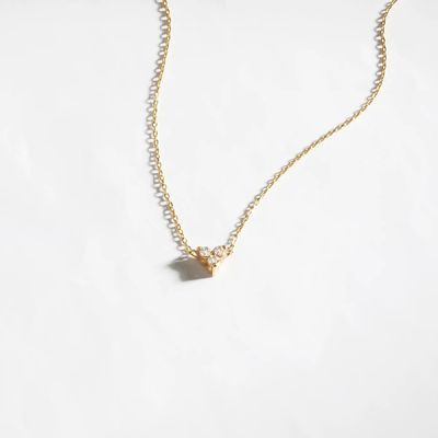 18K Gold Zircon Pendant Silver Chain Trio Diamond Cubic Zircon Necklace