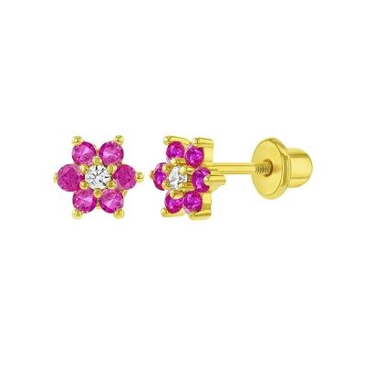 5MM 18k Gold Plated Flower Baby Earrings Perfect Gift for Kids in 925 Sterling Silver
