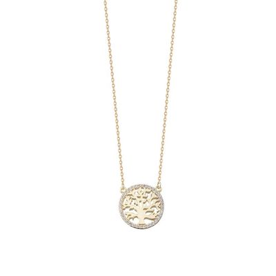 Party Occasion 18K Gold Plated Sterling Silver Tree of Life Pendant Necklace for Women