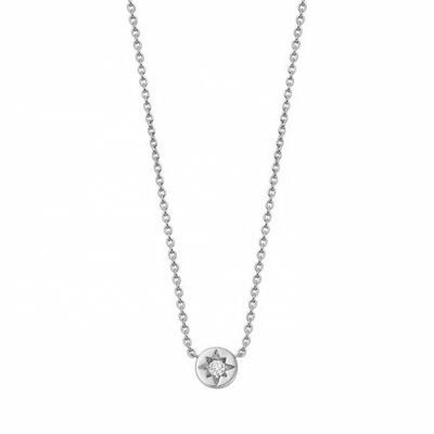 Gold Plated 925 Sterling Silver Starburst Diamond Disc Pendant Necklace for Daily Wear