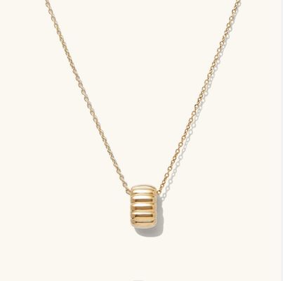 Gold Plated 925 Sterling Silver Simple Single Beaded Circle Charm Pendant Necklace OEM