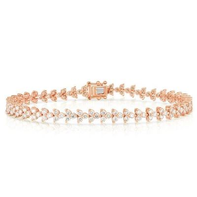 Designer 18K Gold 925 Sterling Silver Flower Charm Women Tennis Bracelet with ZIRCON