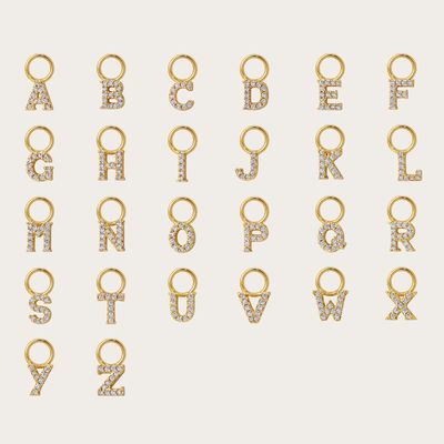 Logo 925 and customized Mini 18K Gold Initial Charm 925 Sterling Silver Personal Pendant