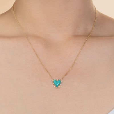 925 Sterling Silver Chain Jewelry Diamond And Turquoise Heart Twist Necklace No Pearl Chain