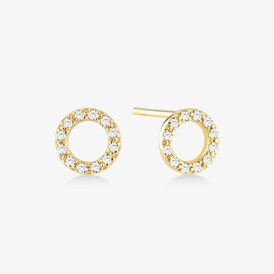 18K Gold Plated 925 Sterling Silver Classic Stud Earrings for Girls Fashion Accessory