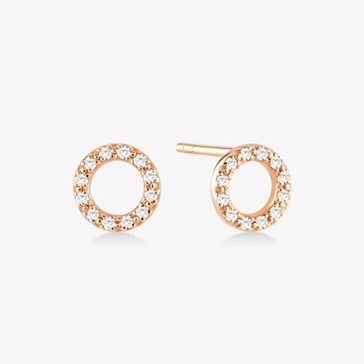 18K Gold Plated 925 Sterling Silver Classic Stud Earrings for Girls Fashion Accessory