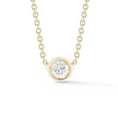 Simple 925 Sterling Silver Solitaire Diamond CZ Necklace in 7mm/10mm/15mm Stone Sizes