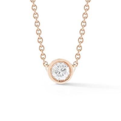 Simple 925 Sterling Silver Solitaire Diamond CZ Necklace in 7mm/10mm/15mm Stone Sizes