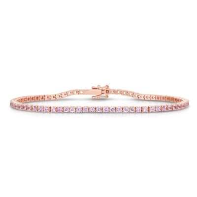 925 Sterling Silver Classic 2mm Rose Pink Pave Cubic Zircon Tennis Bracelet for Girl