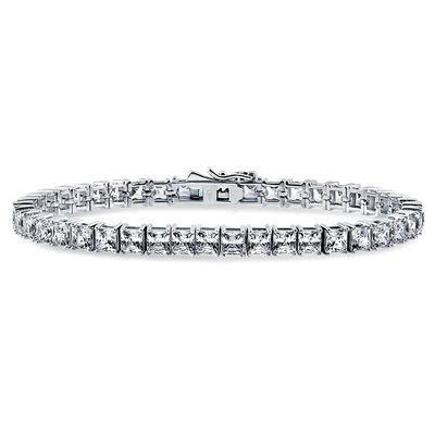 Unisex Handmade 18K Gold Hip Hop Iced Square Cut Diamond CZ 925 Sterling Silver Stacking Tennis Bracelet