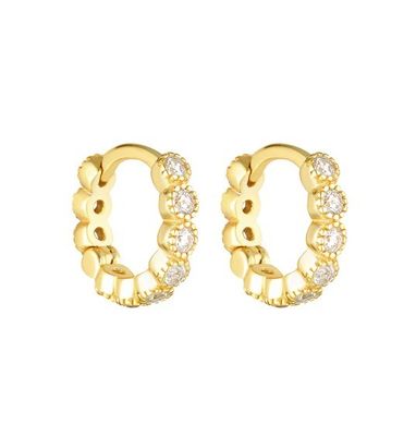 18K Gold Plated Baby Emerald CZ Huggie Earrings For Girls Everyday Jewelry