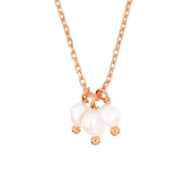 925 Sterling Silver Three Freshwater Pearls Charm Pendant Necklace for Women 16" 1" 1