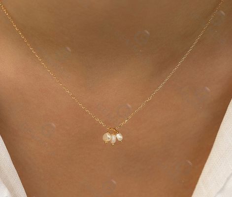 925 Sterling Silver Three Freshwater Pearls Charm Pendant Necklace for Women 16" 1" 1