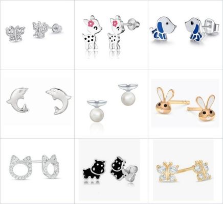 Cute Trendy Pink Flower Enamel Screw Back Earring Adorable 925 Sterling Silver Design