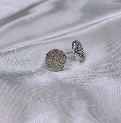 ZIRCON Circle 18K Gold Plated Handmade Micron Pave CZ Eye Turkiye Design Stud Earring 925 Sterling Silver