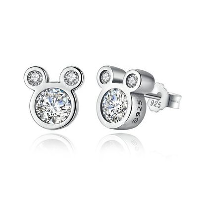 Third Party Appraisal Certified Children Jewelry 925 Sterling Silver Mouse Earrings