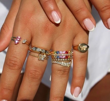 925 Sterling Silver Women's Ring with Handmade 18K Gold Plated Ball and Marquise Butterfly