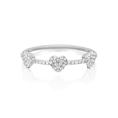 18K Gold Plated 925 Sterling Silver Three Micro Pave Heart Ring for Women and Elegant
