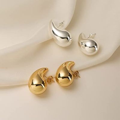 Customized Logo 18K Gold Plated Teardrop Hollow Stud Earring for Girls Jewelry Party