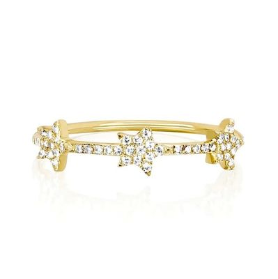 18K Gold Plated Silver CZ Star Statement Rings for Women Micro Pave Setting Certified