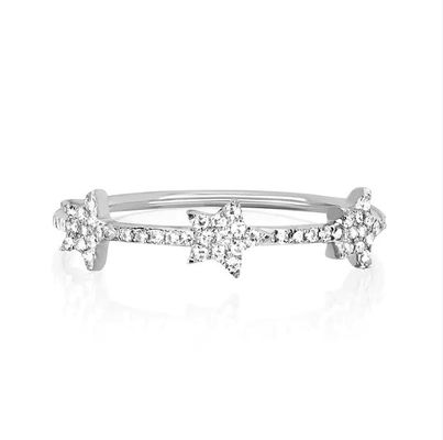 18K Gold Plated Silver CZ Star Statement Rings for Women Micro Pave Setting Certified