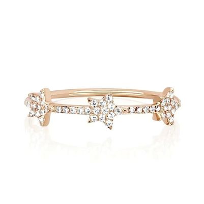 18K Gold Plated Silver CZ Star Statement Rings for Women Micro Pave Setting Certified
