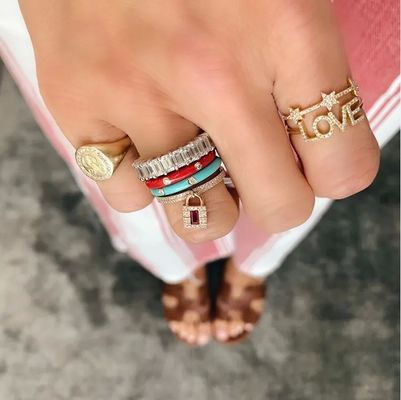 18K Gold Plated Silver CZ Star Statement Rings for Women Micro Pave Setting Certified