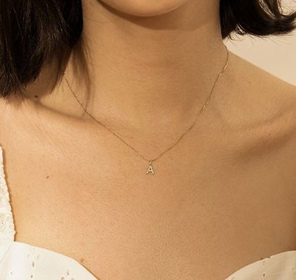 Nickel Free 925 Sterling Silver Letter A Diamond Charm Necklace Popular Initial Charm