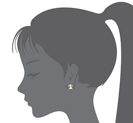 Silver Baby Puppy Cubic Zirconia Screwback Girls Earrings with Rhodium Plating