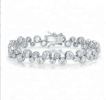 925 Sterling Silver Tennis Bracelet with White CZ Stone and Bezel Setting Option