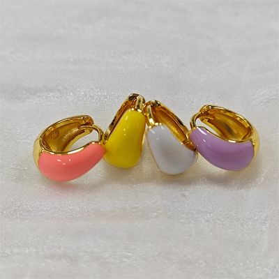 Fine Jewelry Bold Dome Enamel Huggie 925 Silver Earrings