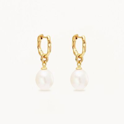 925 Silver Huggie Pearl Drop Earrings ZIRCON Huggie Earrings With Pearl Drop