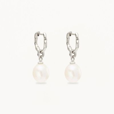 925 Silver Huggie Pearl Drop Earrings ZIRCON Huggie Earrings With Pearl Drop