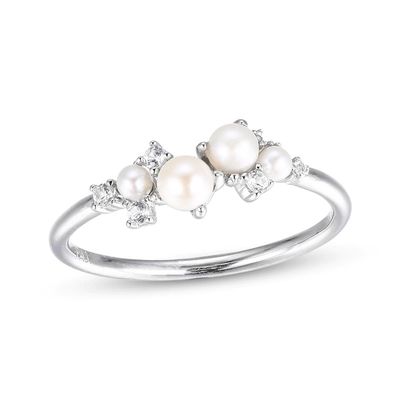 White CZ Stackable 925 Sterling Silver Rings Size 3-10 Pearl Engagement Rings