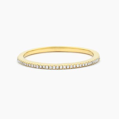 Hot Item 18K Gold Plated Half Eternity Stackable 925 Sterling Silver Women's Band Ring