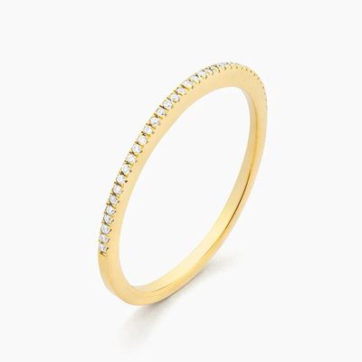 Hot Item 18K Gold Plated Half Eternity Stackable 925 Sterling Silver Women's Band Ring