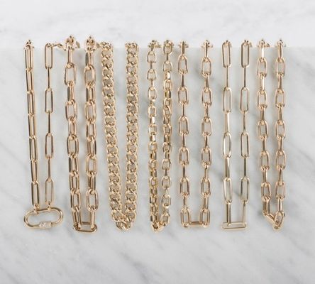18K Gold Plated Large Paper Clip 925 Sterling Silver Oval Chain Necklace with OEM