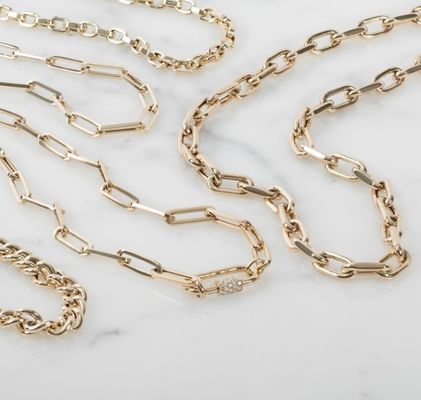 18K Gold Plated Large Paper Clip 925 Sterling Silver Oval Chain Necklace with OEM