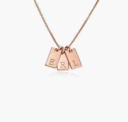 Baguette 18K Gold Filled Pendant Personal Handmade Brass Pendant Necklace