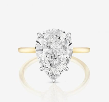 Base White Cubic Zircon Pear Cut Solitaire 925 Sterling Silver Wedding Rings