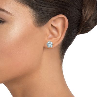 Custom White Gold Baguette Garnet Cluster Stud Earrings