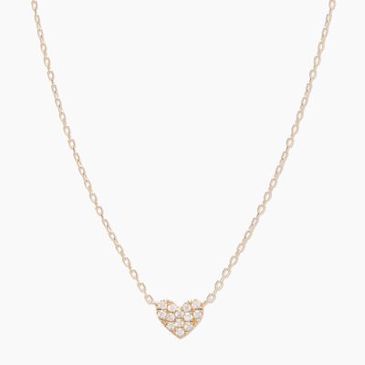 Heart Pave White CZ Women's Layer 925 Sterling Silver Necklace