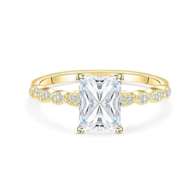 Vintage Handmade 18K Gold Baguette Cut Stone Engagement Ring Vintage Style for Women