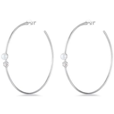 925 Sterling Silver Hoop Earrings 4mm-4.5mm Freshwater Pearl Earrings