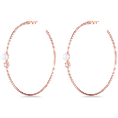 925 Sterling Silver Hoop Earrings 4mm-4.5mm Freshwater Pearl Earrings